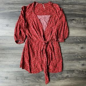 Free People Womens Clara Floral Printed Tunic Red Size S